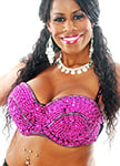 Plus Size Sequin Beaded Cabaret Bra - FUCHSIA 38J