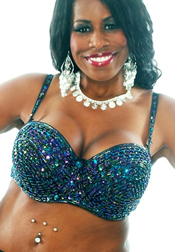 Plus Size Sequin Beaded Cabaret Bra - BLACK OPAL 36J / 38F