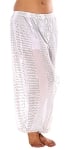 Harem Pants with Shiny Sequin Dot Panels - SILVER / WHITE