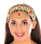 Arabian Nights Belly Dance Costume Headband with Faux Jewels - RED
