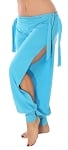 Comfortable Stretch Harem Pants with Side Ties & Slits - BLUE TURQUOISE
