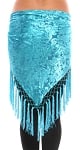 Burnout Velvet Triangle Hipscarf with Tassels - BLUE TURQUOISE
