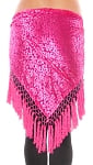 Burnout Velvet Triangle Hipscarf with Tassels - FUCHSIA