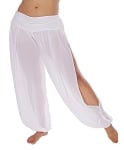Chiffon Harem Pants with Slits - WHITE