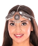 Belly Dance Metal Headpiece with Bells & Mirrors - SILVER