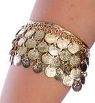 Metal Belly Dance Costume Armband Bracelet with Coins - GOLD