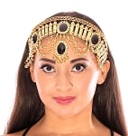 Arabian Nights Belly Dance Costume Headband with Faux Jewels - BLACK