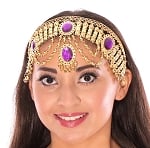 Arabian Nights Belly Dance Costume Headband with Faux Jewels - PURPLE
