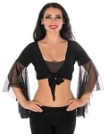 Choli Top with Mesh Butterfly Sleeves - BLACK