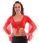 Choli Top with Mesh Butterfly Sleeves - RED