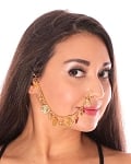 Bollywood Nose Chain with Coins & Bells - GOLD