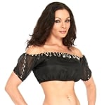 Chiffon Gypsy style Half Top with Beads and Coins - BLACK / SILVER