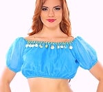 Chiffon Half Top with Coins - BLUE TURQUOISE