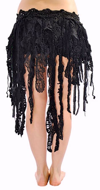 Pearls & Lace Tribal Fringe Belt - BLACK