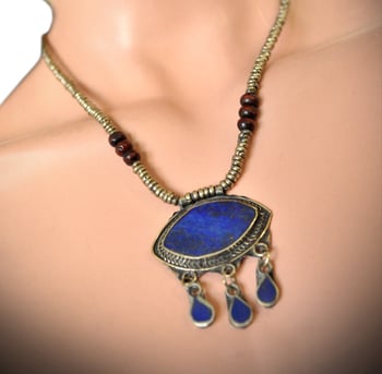 Afghani Kuchi Eye-Shaped Lapis Necklace