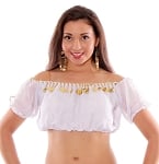 Chiffon Half Top with Coins - WHITE