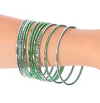 Etched Metal Bangles SET of 12 - GREEN