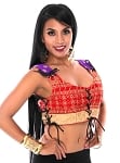 Embroidered Tribal Lace-Up Choli Top - RED