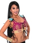 Embroidered Tribal Lace-Up Choli Top - PURPLE PLUM
