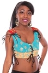 Embroidered Tribal Lace-Up Choli Top - TEAL