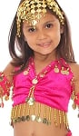 Little Girl's Velvet Belly Dance Costume Top - HOT PINK