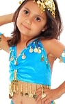 Little Girl's Velvet Belly Dance Costume Top - TURQUOISE