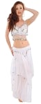 2-Piece Belly Dancer Costume with Coins - WHITE / SILVER