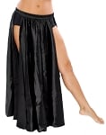 Satin Panel Circle Skirt for Belly Dancing - BLACK