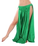 Satin Panel Circle Skirt for Belly Dancing - EMERALD GREEN