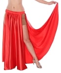 Satin Panel Circle Skirt for Belly Dancing - RED