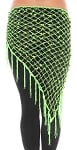 Crochet Net Shawl Scarf with Square Sequins & Fringe - LIME GREEN