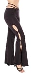 Bell Bottom Dance Pants with Hip Accents - BLACK