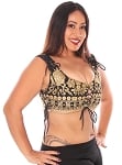 Embroidered Tribal Lace-Up Choli Top - BLACK
