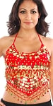 Chiffon Halter Top with Paillettes & Bells - RED