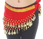 Toddler Size DELUXE Coin Hip Scarf - RED / GOLD
