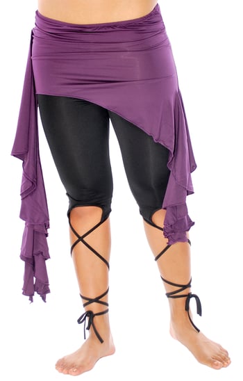 Asymmetric Dance Fusion Overskirt with Side Ruffles - DARK PURPLE PLUM