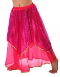 Kids Chiffon Sparkle Belly Dancer Costume Skirt - ROSE PINK / FUCHSIA