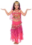 Little Girl Belly Dancer Bollywood Costume with Head Veil - ROSE PINK