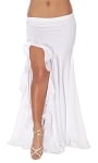 Egyptian Style Skirt with Ruffle Side Slit - WHITE