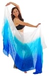 Ombre Silk Belly Dance Veil - BLUE / TURQUOISE / WHITE