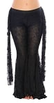 All Lace Sheer Dance Pants with Side Ties - BLACK