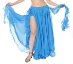 2-Layer Chiffon Dance Skirt with Ruffle Fringe - BLUE TURQUOISE