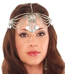 Metal Coin Headpiece with Large Medallion - SILVER
