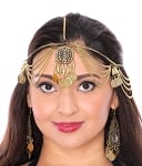 Metal Coin Headpiece with Large Medallion - GOLD