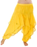 Endless Wave Bollywood Ruffle Belly Dance Harem Pants - YELLOW / GOLD