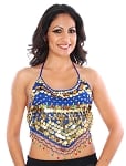 Chiffon Halter Top with Paillettes & Bells - ROYAL BLUE