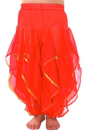 KIDS Endless Wave Bollywood Ruffle Harem Pants - RED