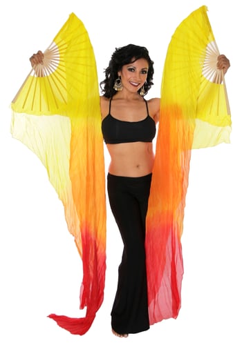 Silk Fan Veils Dance Prop (Set of 2) - FLAME