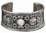 Hand-made Cuff Bracelet with Agates - SILVER