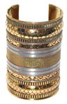 Large Embossed Tri-Color Tribal Cuff Bracelet